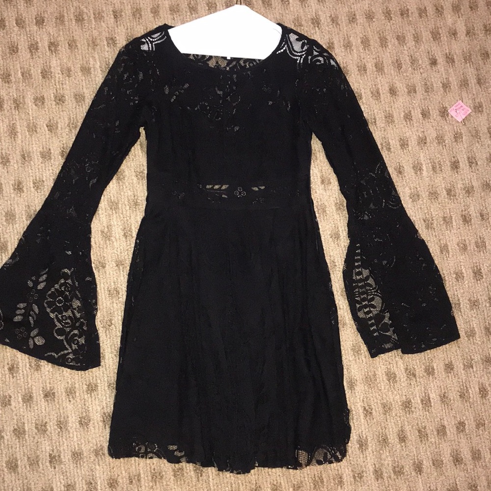 Black free people lace cut out dress